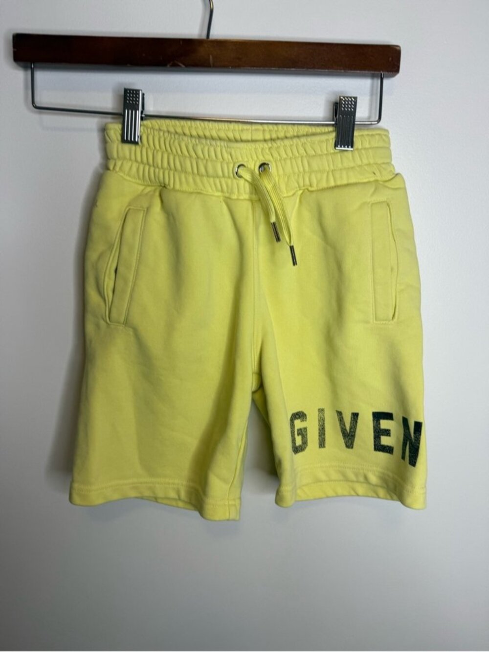 Givenchy boys Yellow Logo Drawstring Shorts size 8